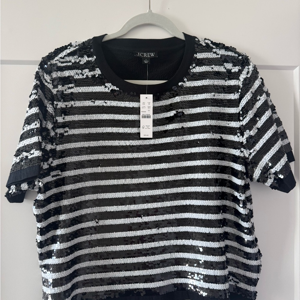 J. Crew Black and Silver Sequin Top